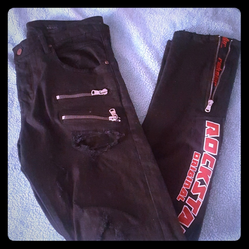 Authenic men's black rockstar jeans European size
